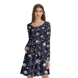 Spaceship to the moon print dress