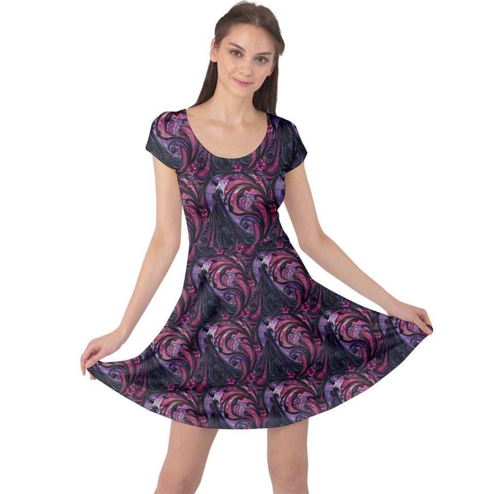 Embroidered villain   print dress