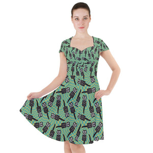 Kitsch cat clock print dress