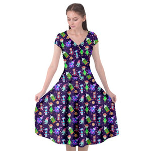 Button space print dress