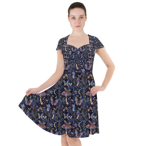 Midnight toadstool garden print dress