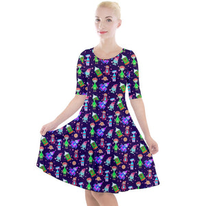 Button space print dress