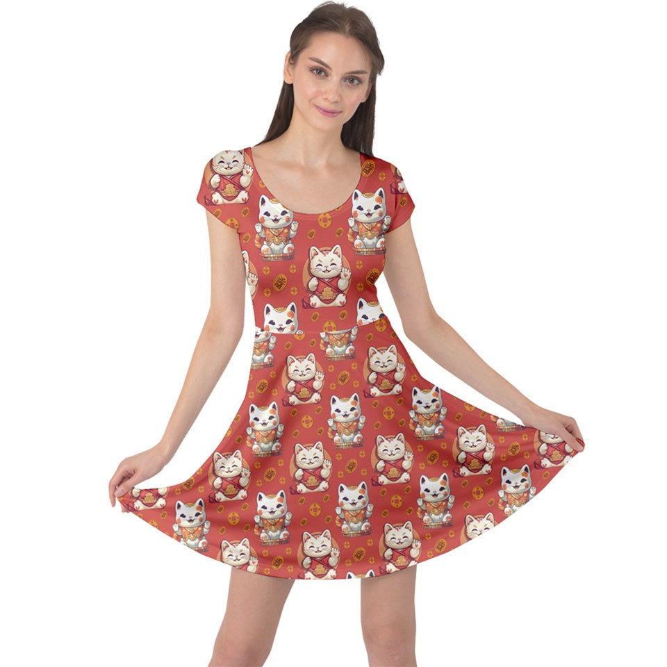 Lucky cat print dress