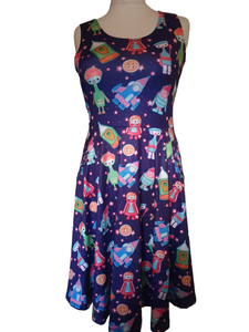 Button space print dress