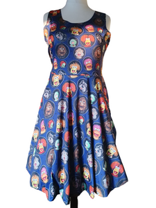 Fraggles in profile print dress