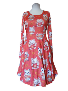 Lucky cat print dress