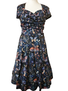 Midnight toadstool garden print dress