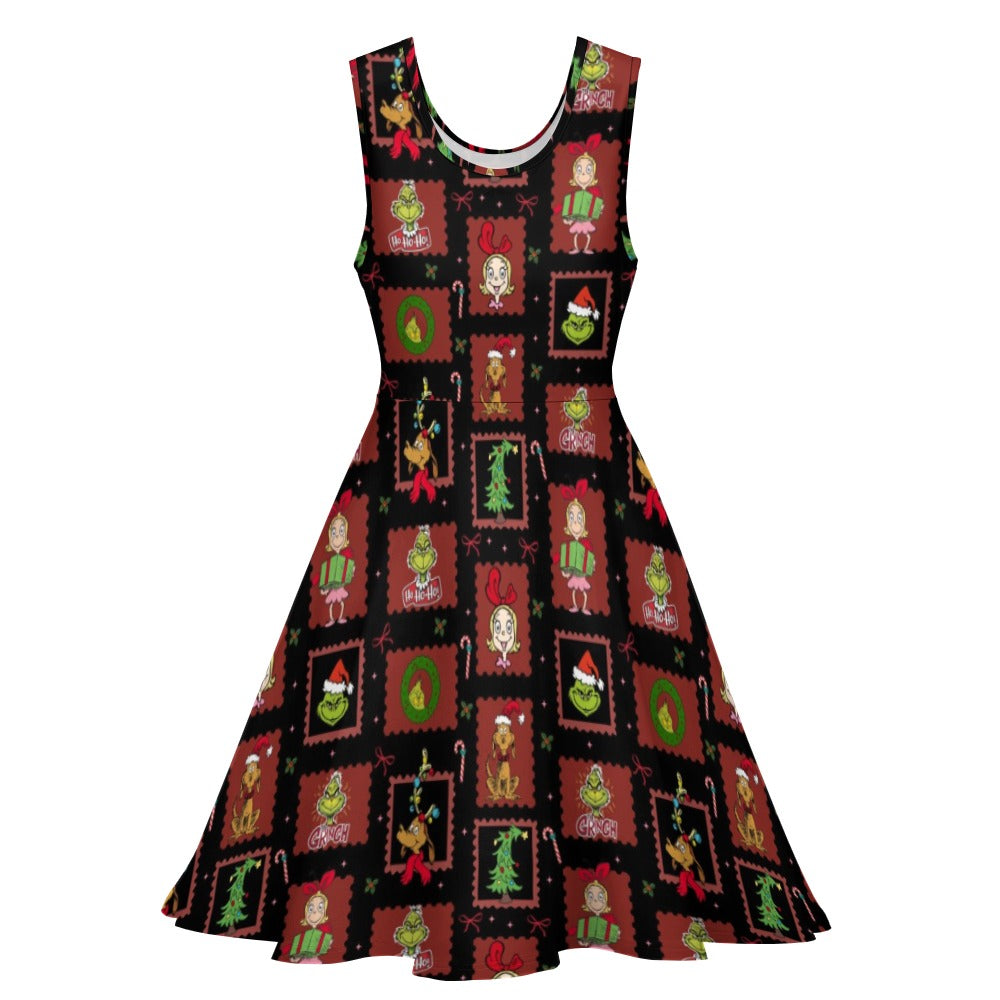 Grumpy green monster gang dress