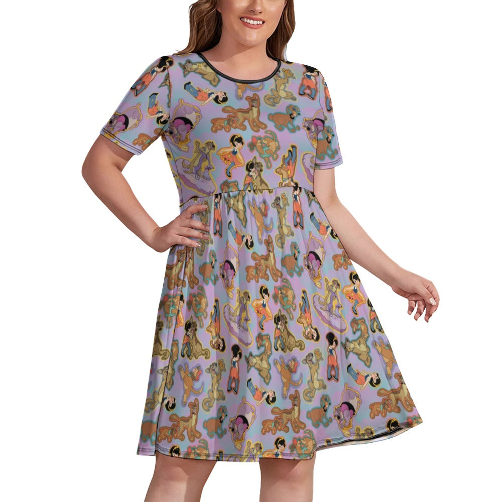 Dog heaven short sleeved dress plus size