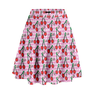 Cherry high waisted skater skirt