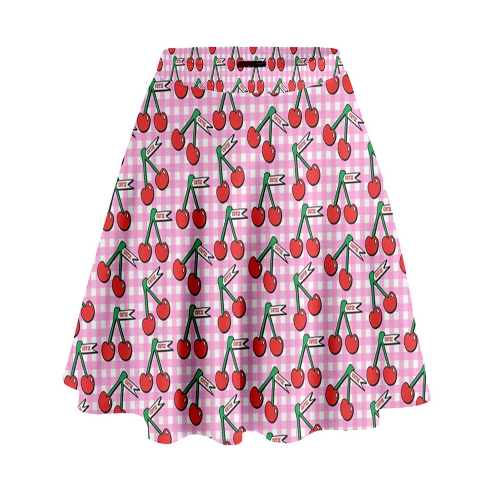 Cherry high waisted skater skirt