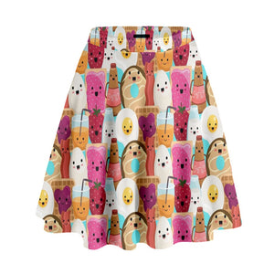 Kawaii character breakfast high waisted skater skirt