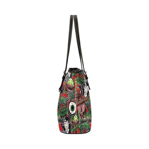 B Movie Monsters Leather Tote Bag