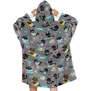 Black cat Blanket Hoodie