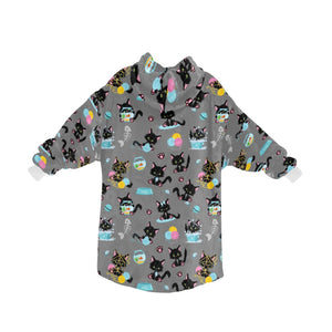 Black cat Blanket Hoodie