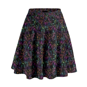 Rainbow dice high waisted skater skirt