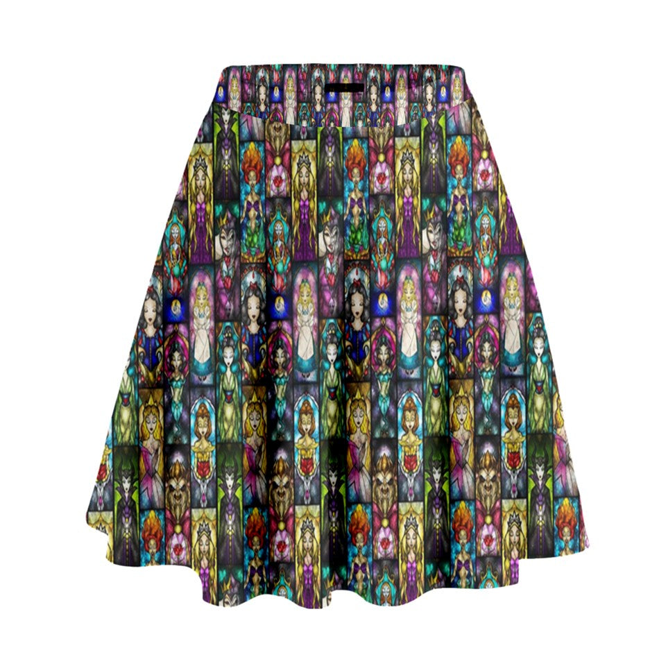 Stained glass princess high waisted skater skirt