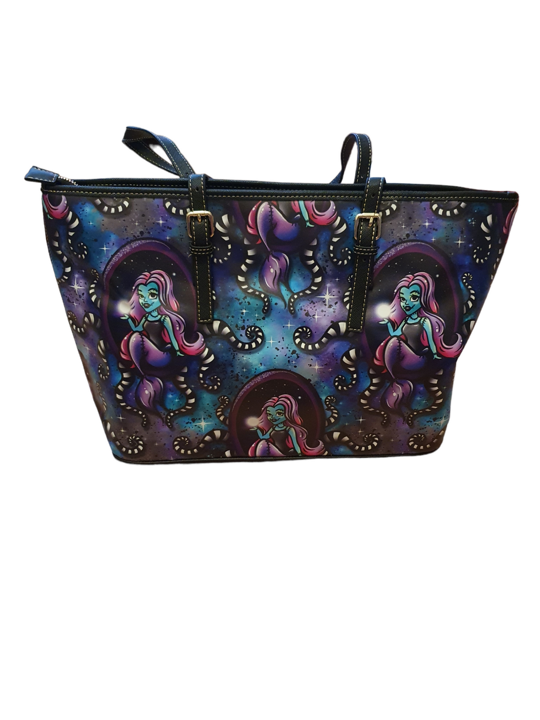 Goth mermaid tote handbag