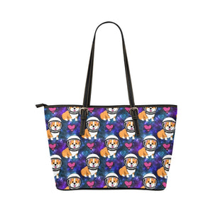 Space Dog Leather Tote Bag