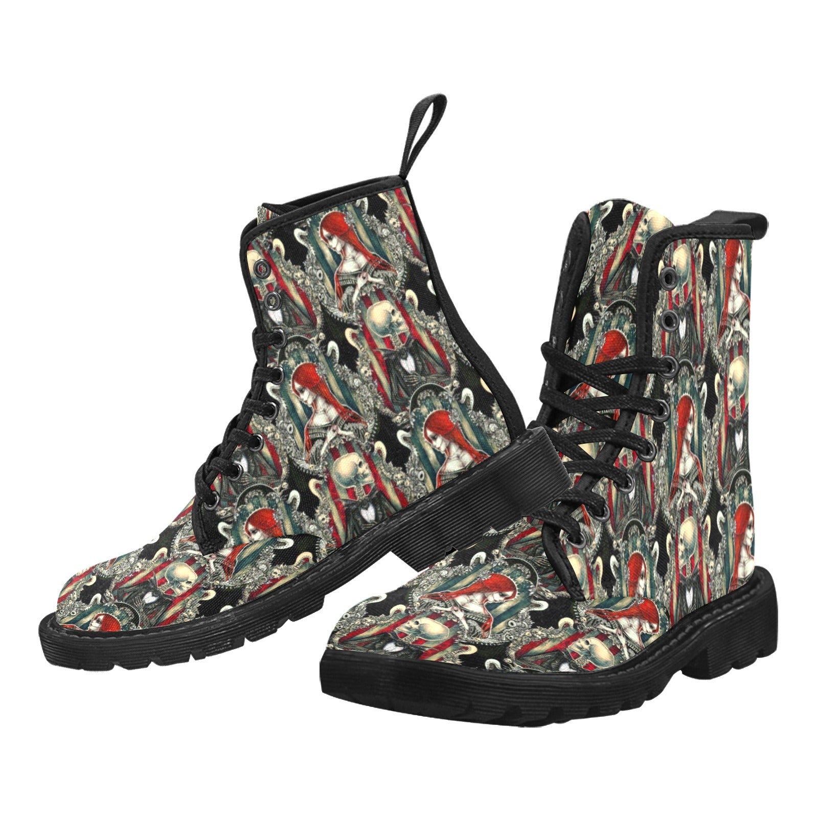 Halloween love story Lace Up Canvas Boots – Pigeon Overlord