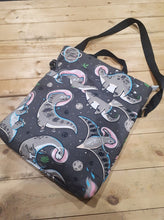 Load image into Gallery viewer, Dinosaurs in space tote bag- Grey
