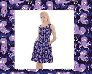 Purple octopus skater dress (Size S)